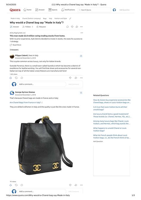 my chanel bag says made in italy